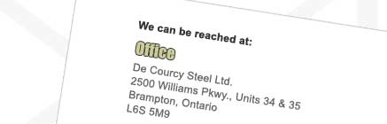 DeCourcy Steel Ltd - 2500 Williams Parkway, Units 34 & 35, Brampton Ontario, L6S 5M9
